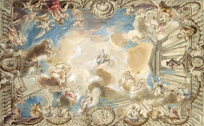 Ontwerp voor een plafond dat Minerva afbeeldt die over de kunsten waakt door Giovanni Battista Cipriani